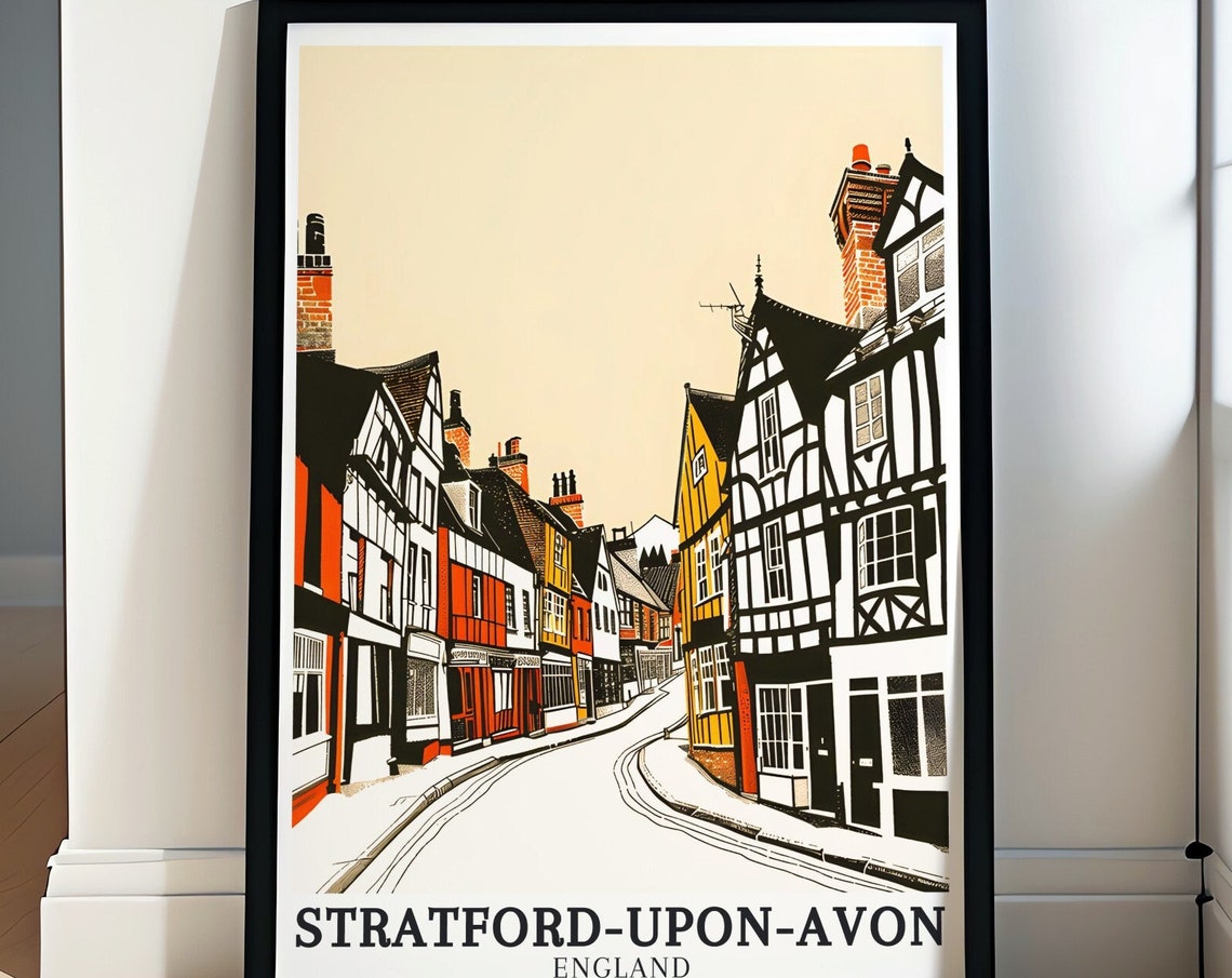 Stratford Upon Avon Old Town Tudor Street Minimalist England Poster