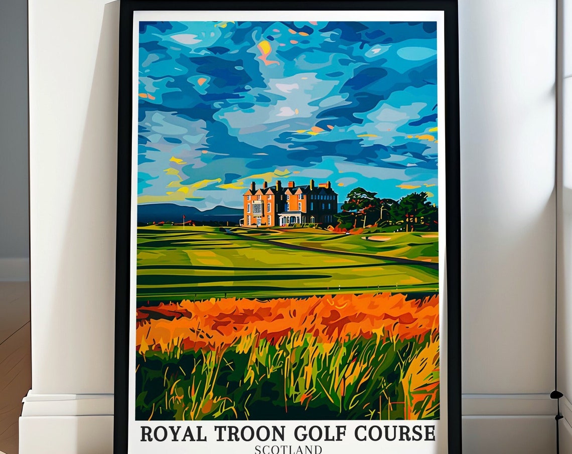 Royal Troon Golf Course Clubhouse Golden Hour Scotland Poster