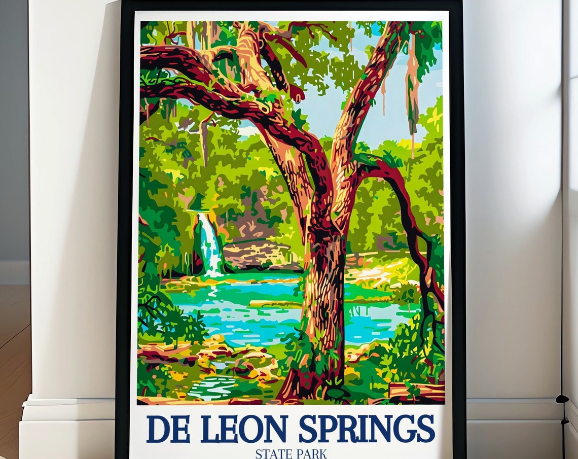 De Leon Springs Oak Tree Poster Florida Natural Spring Colorful Art