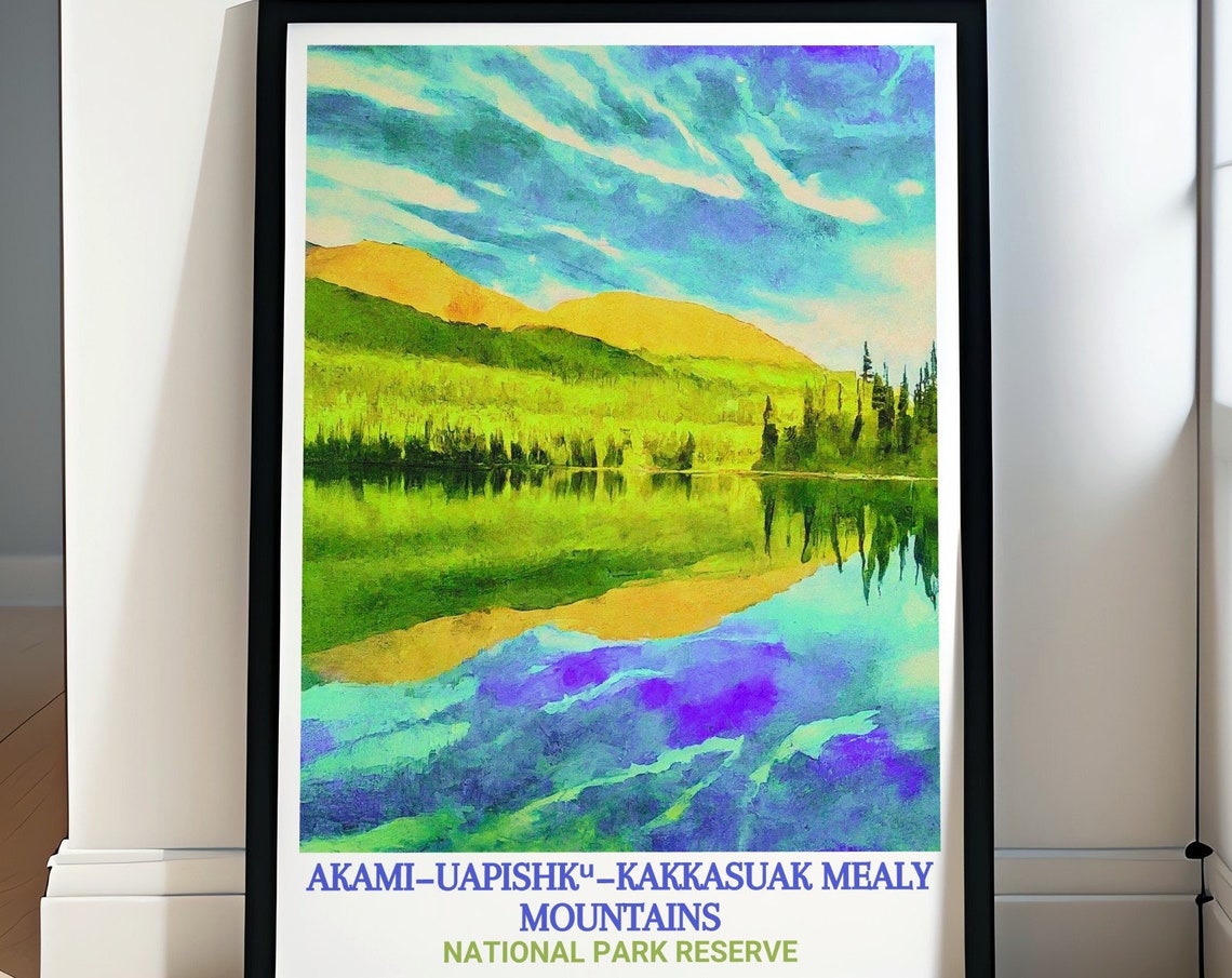 Mealy Mountains Atikonak Lake Perfect Mirror Reflection Poster