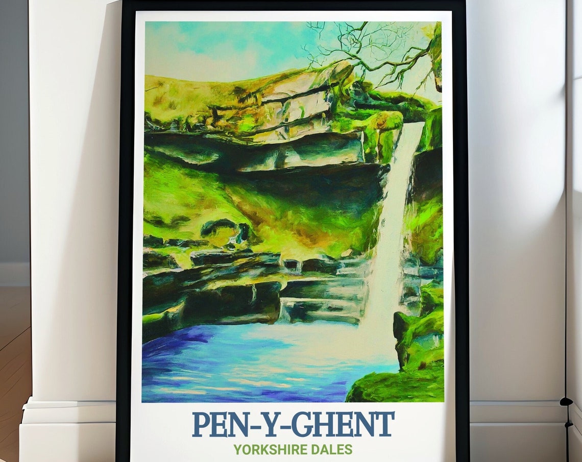 Pen-y-ghent Hull Pot Waterfall Painterly Dales Travel Poster