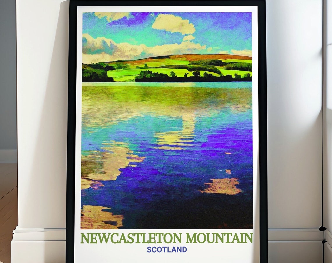 Newcastleton Mountain Kielder Water Mirror Reflection Travel Poster