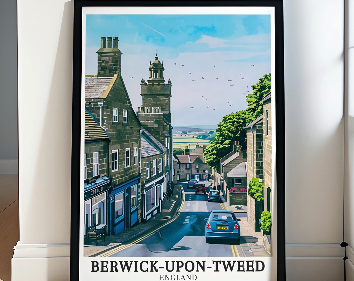 Berwick-upon-Tweed Historic Old Town Stone Street Scene Poster