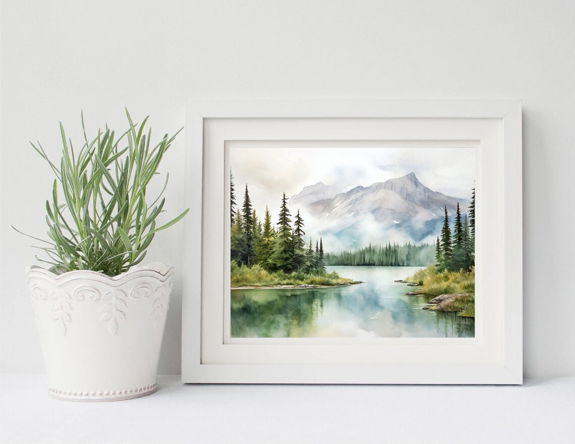 Banff National Park Watercolor Travel Print - Image 2