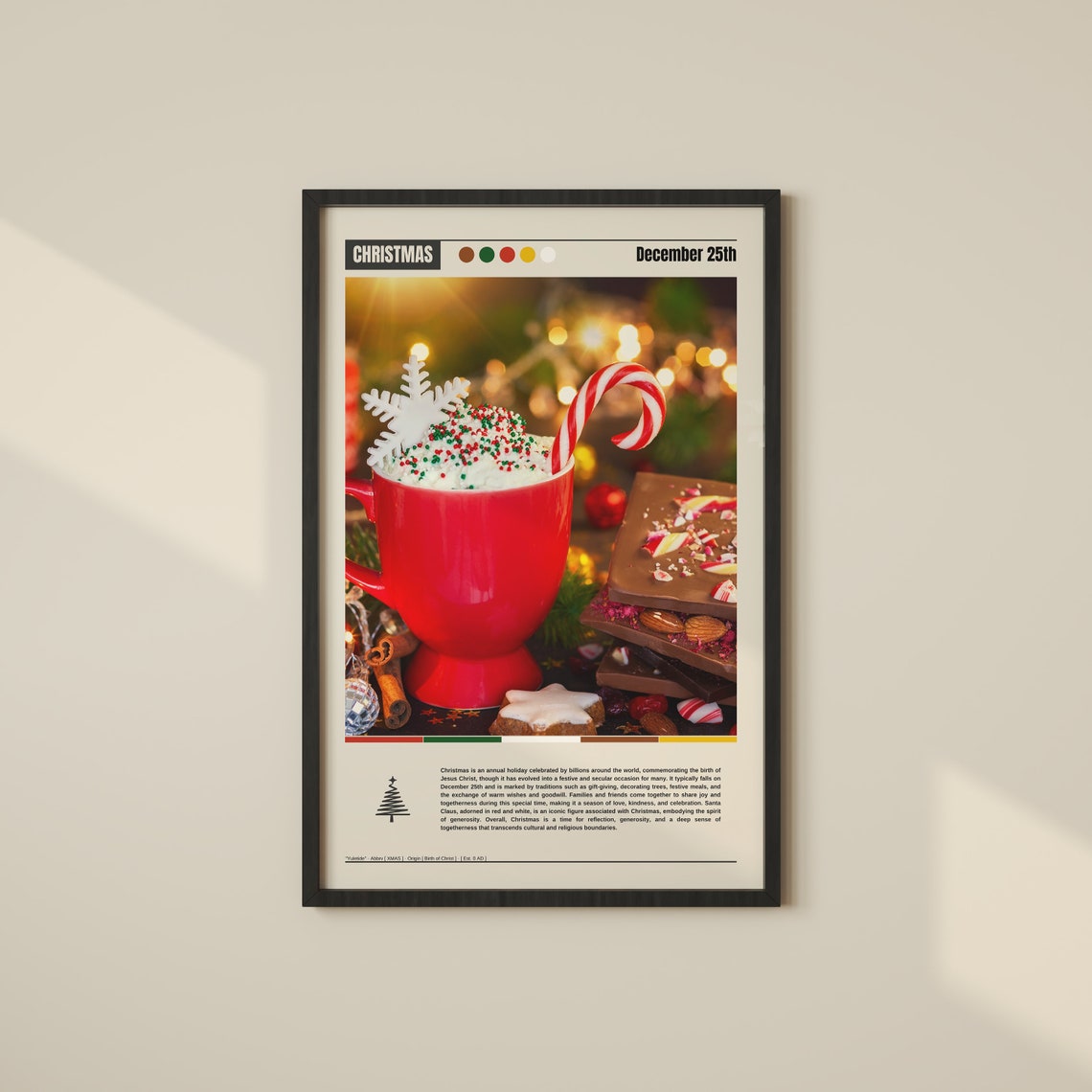 Christmas December 25th Hot Chocolate Candy Cane Cozy Cocoa Mug Poster