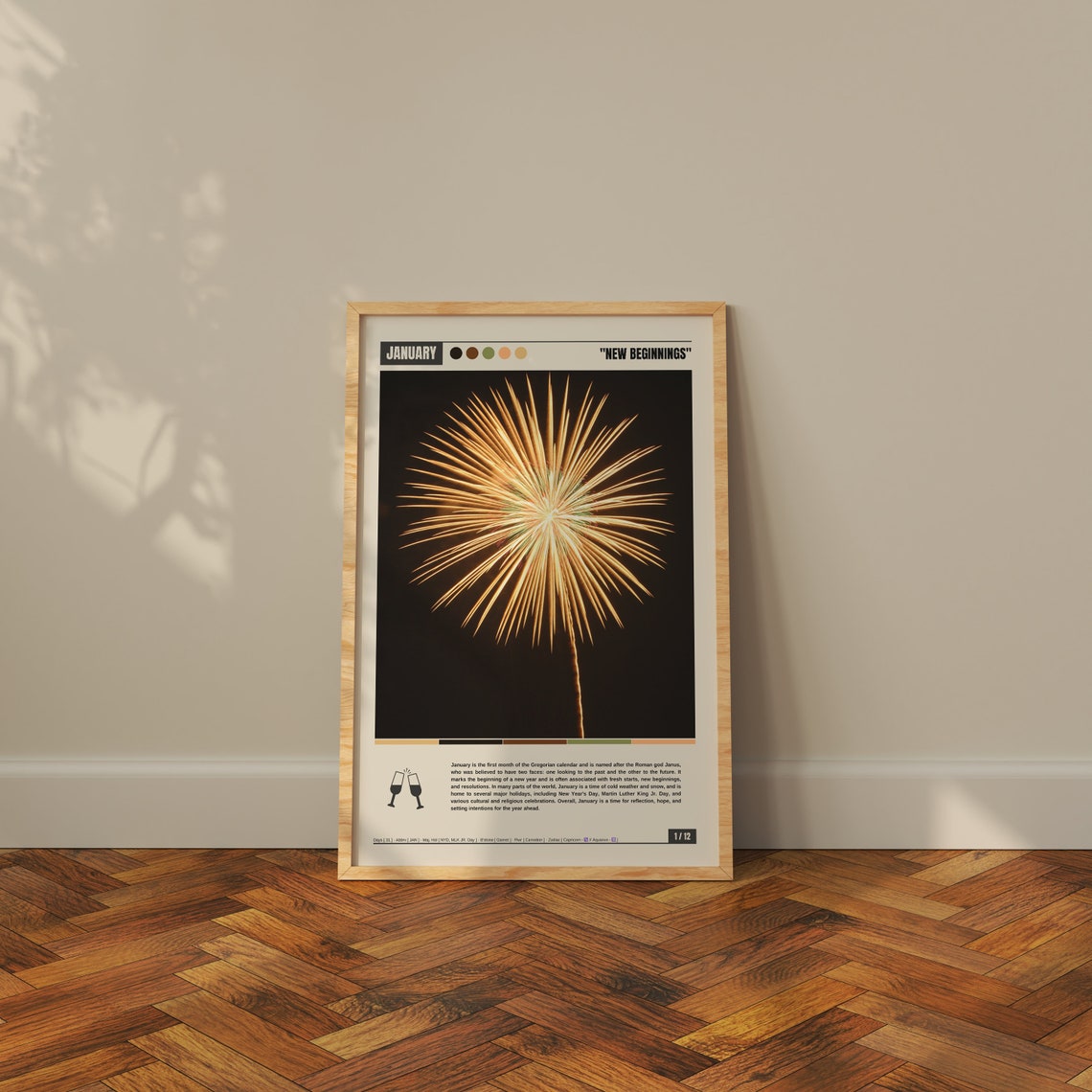 January New Beginnings Golden Night Fireworks Celebration Poster - Image 3