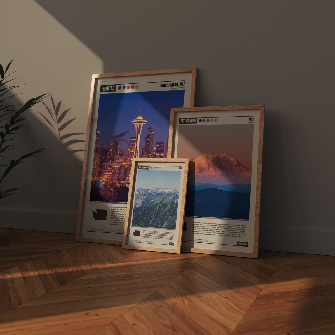 Washington Evergreen State Cascade Mountain Peaks Panorama Poster - Image 4