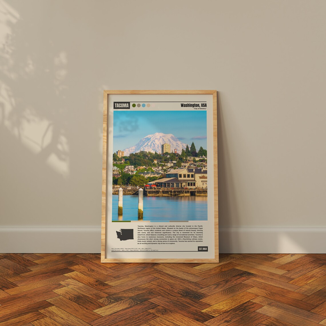Tacoma Washington Waterfront City of Destiny Mt Rainier Travel Poster - Image 4