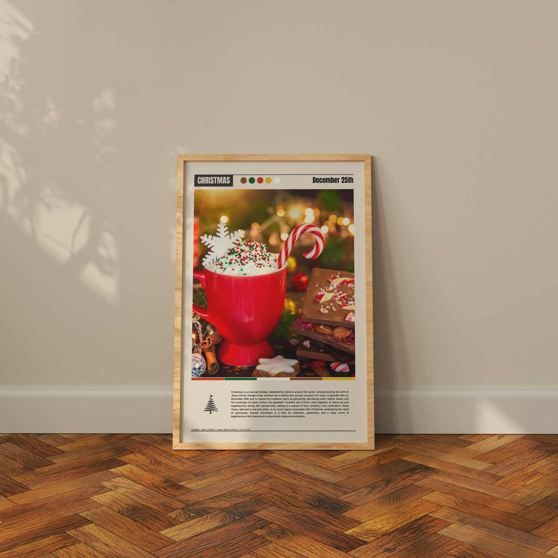 Christmas December 25th Hot Chocolate Candy Cane Cozy Cocoa Mug Poster - Image 3