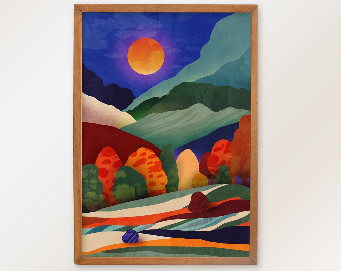 Night In The Forest Art Print, Nature Landscape