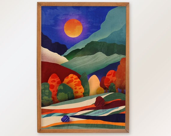 Night In The Forest Art Print, Nature Landscape
