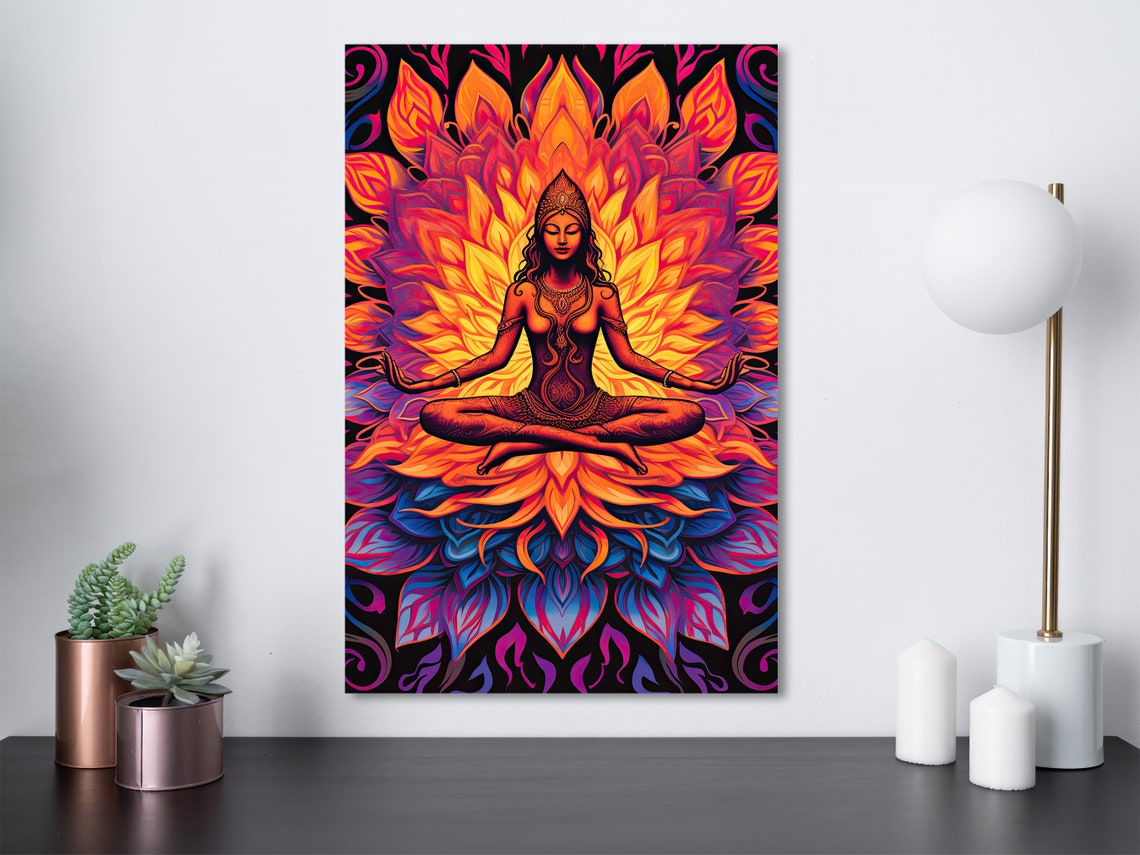 Psychedelic Yoga Art Ai Poster Series 24x36in 300dpi Print Featuring Various Poses And Imagery