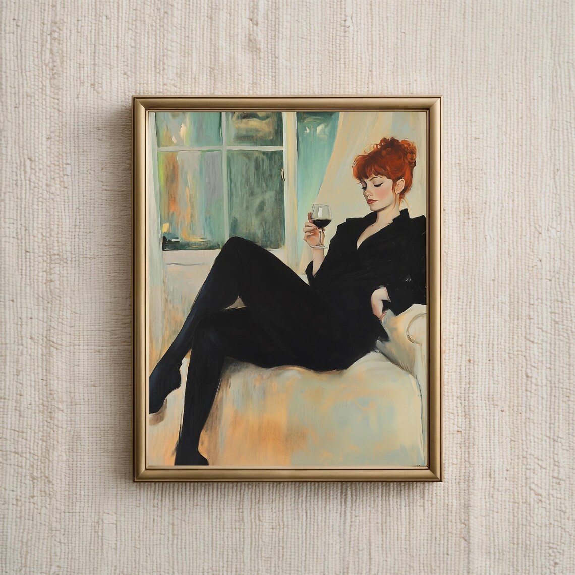 Women Drinking Wine, Vintage Abstract Painting