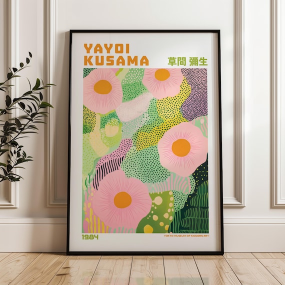 Yayoi Kusama Pink Blossom Garden Exhibition Poster Decor For Spring