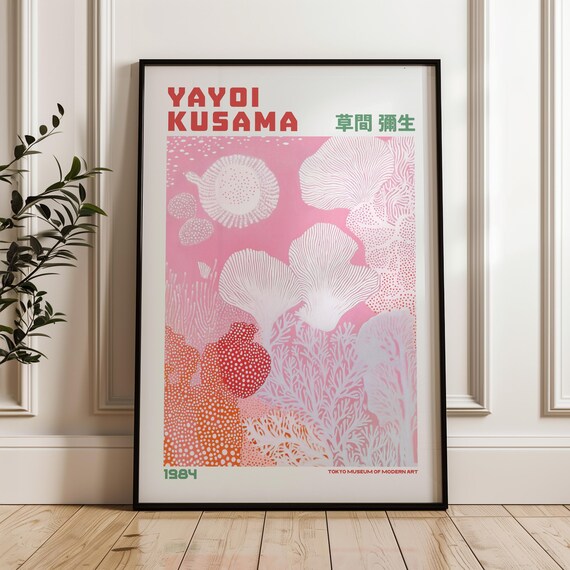 Yayoi Kusama 1984 Pink Coral Reef Tokyo Museum Exhibition Poster