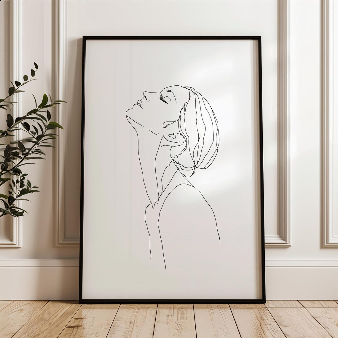 Woman Face Line Art Head Tilted Back Minimalist Abstract Poster