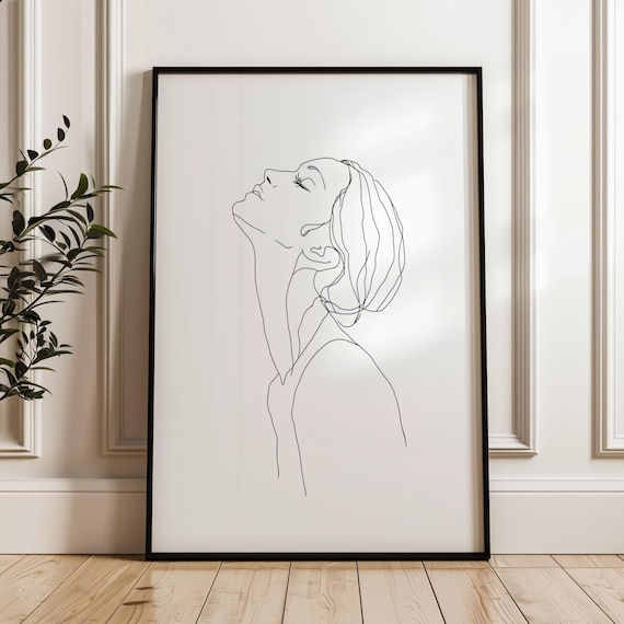 Portrait Of A Woman Single Line Poster Minimalistic Feminist Art Print Black And White Wall Decor Modern Home Office Decoration