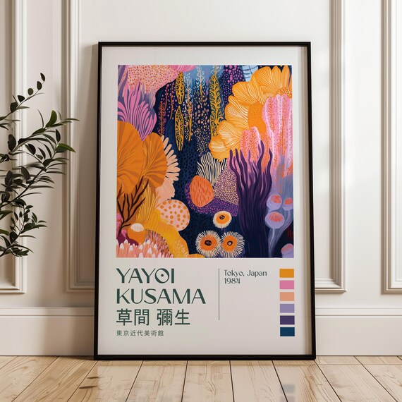 Yayoi Kusama Print Exhibition Poster Livingroom Maximalist Japandi Wall Art Modern