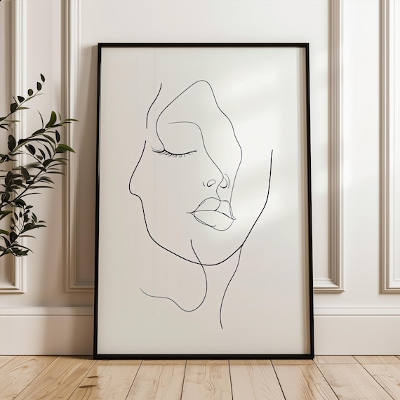Woman Portrait Single Line Poster Minimalistic Feminist Art Print Black And White Wall Decor Modern Home Decoration