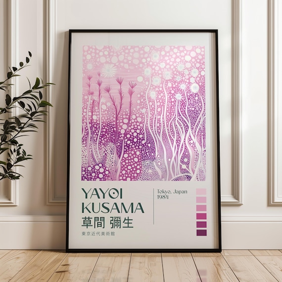 Yayoi Kusama Print Exhibition Poster Livingroom Maximalist Modern Art Wall Japandi