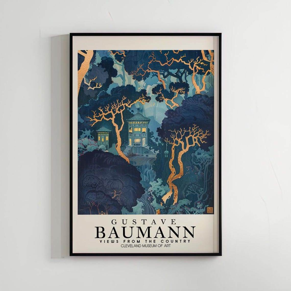 Gustave Baumann Night Forest Pavilion Japanese Woodblock Poster
