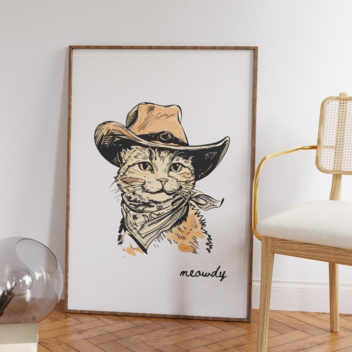 Cowboy Cat Meowdy Western Minimalist Poster