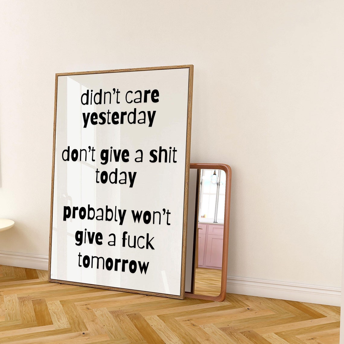 Didn't Care Yesterday Funny Sarcastic Quote Typography Poster