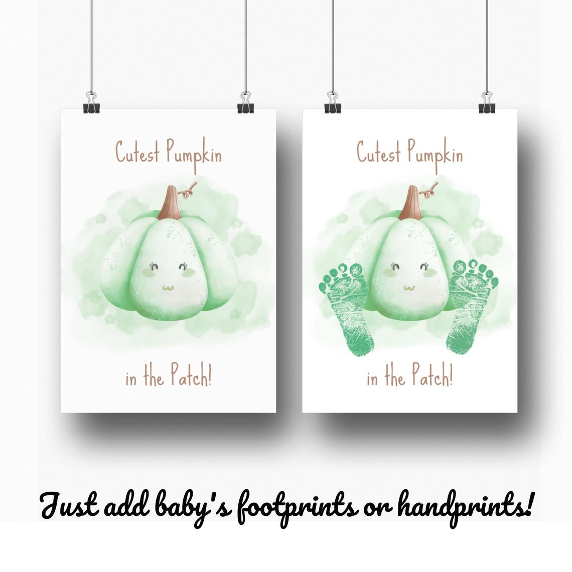 Cutest Pumpkin In The Patch Baby Footprint Fall Keepsake Wall Art - Image 2