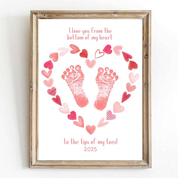 Bottom Of My Heart Footprint Keepsake Valentine Art
