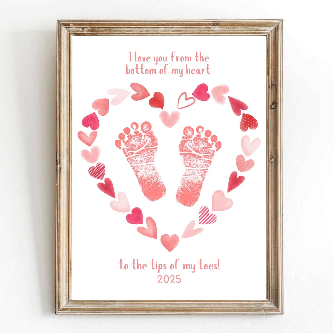 Bottom Of My Heart Footprint Keepsake Valentine Art