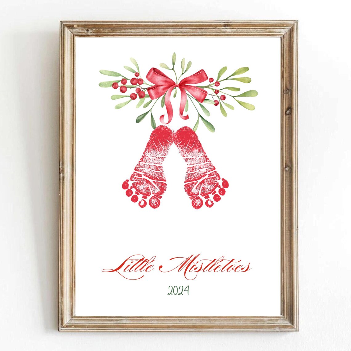 Mistletoes Footprint Art Christmas Keepsake Print
