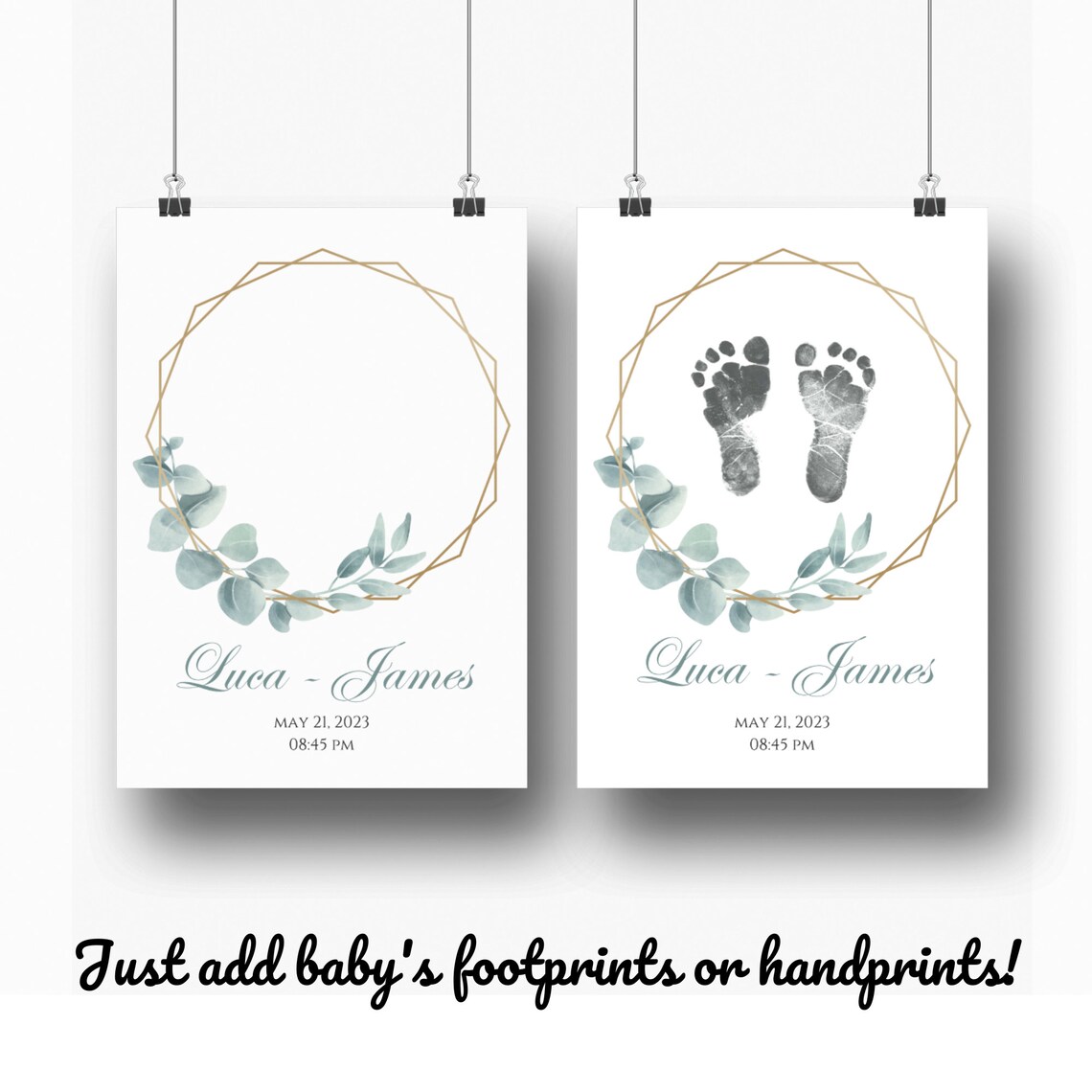 Personalized Birth Print, Newborn Footprint Nursery Art - Image 2
