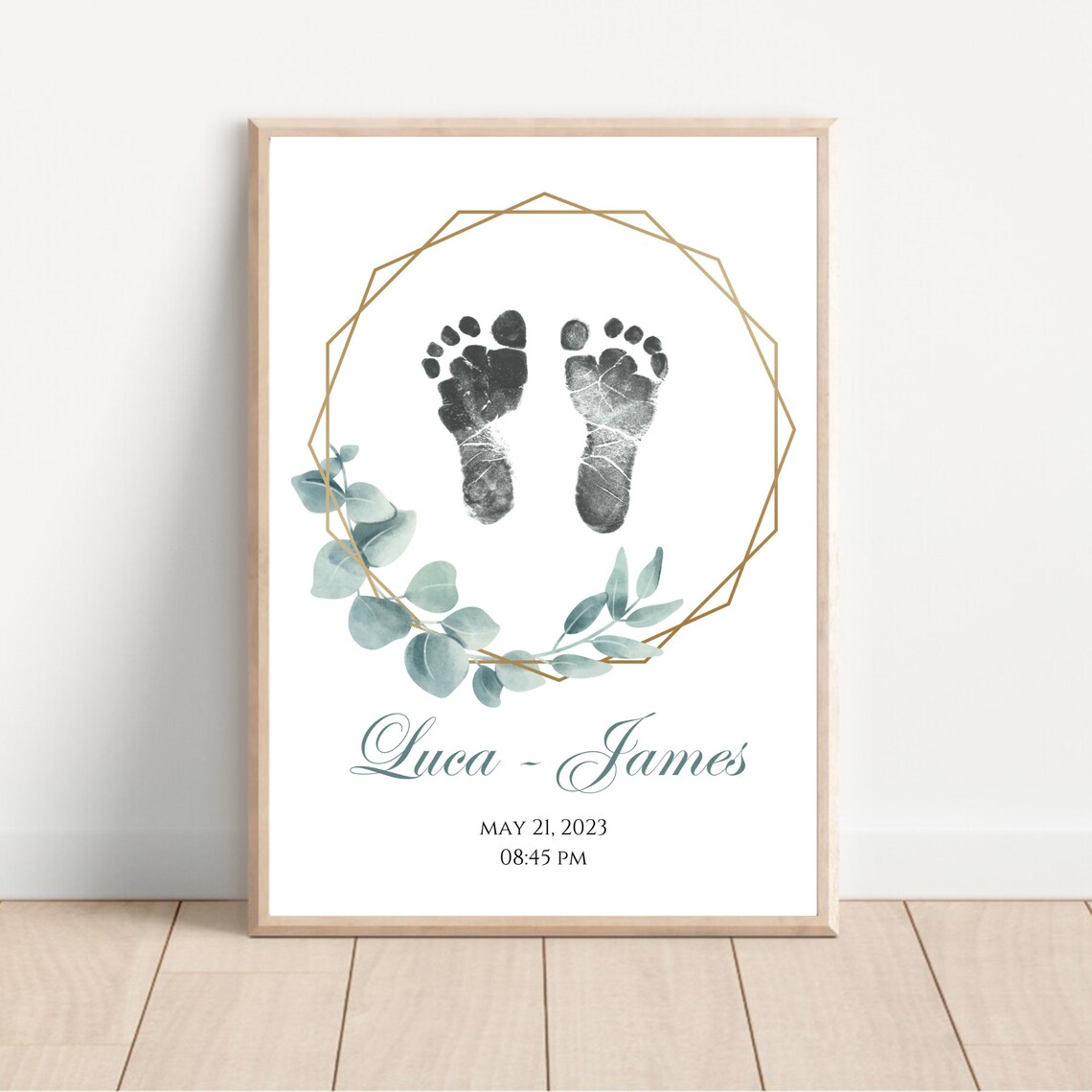 Personalized Birth Print, Newborn Footprint Nursery Art