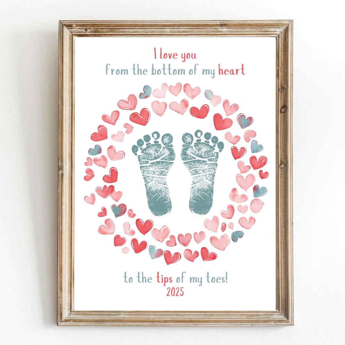 My First Valentine Footprint Heart, Keepsake Art Print