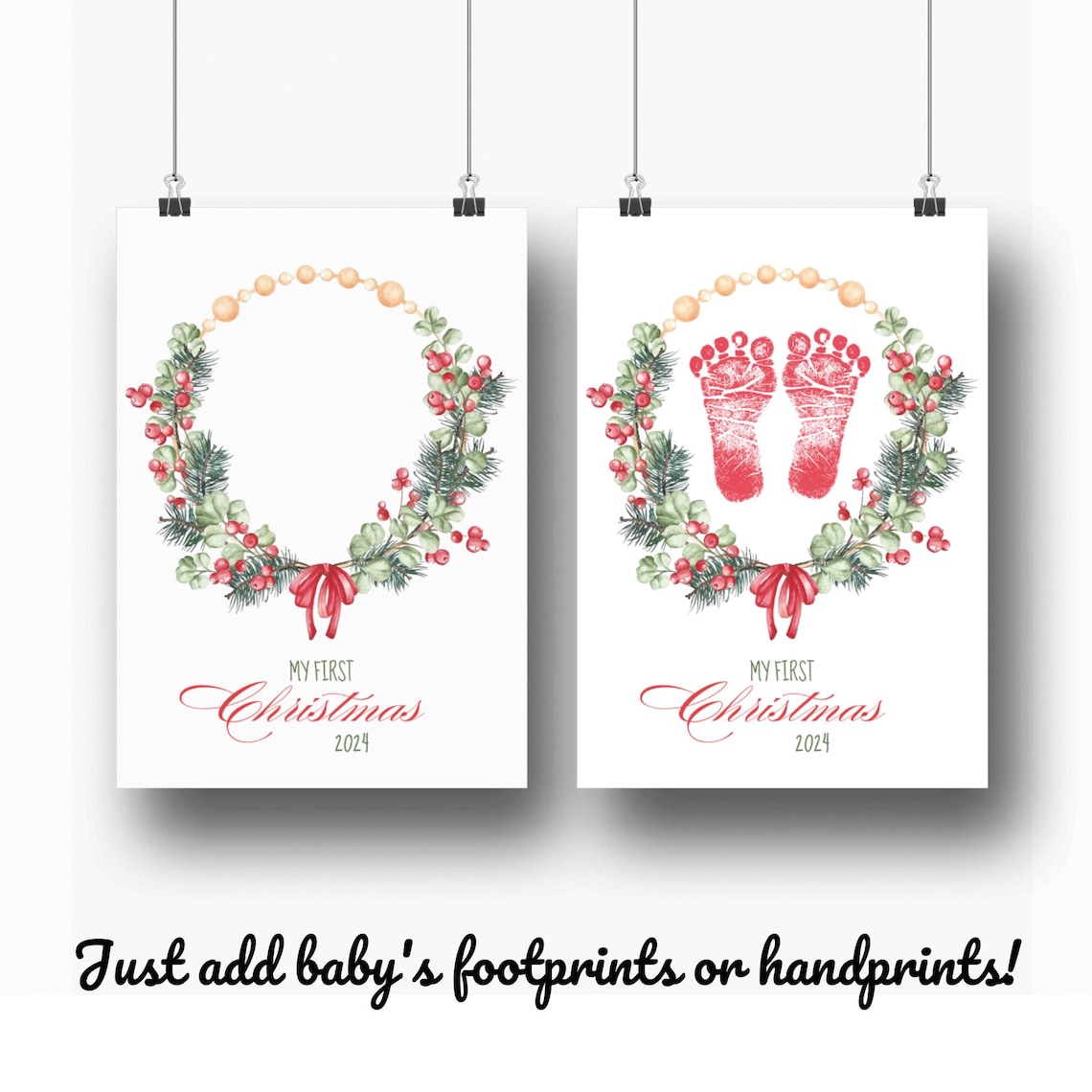 My First Christmas Footprint Art, Baby Keepsake Print - Image 2