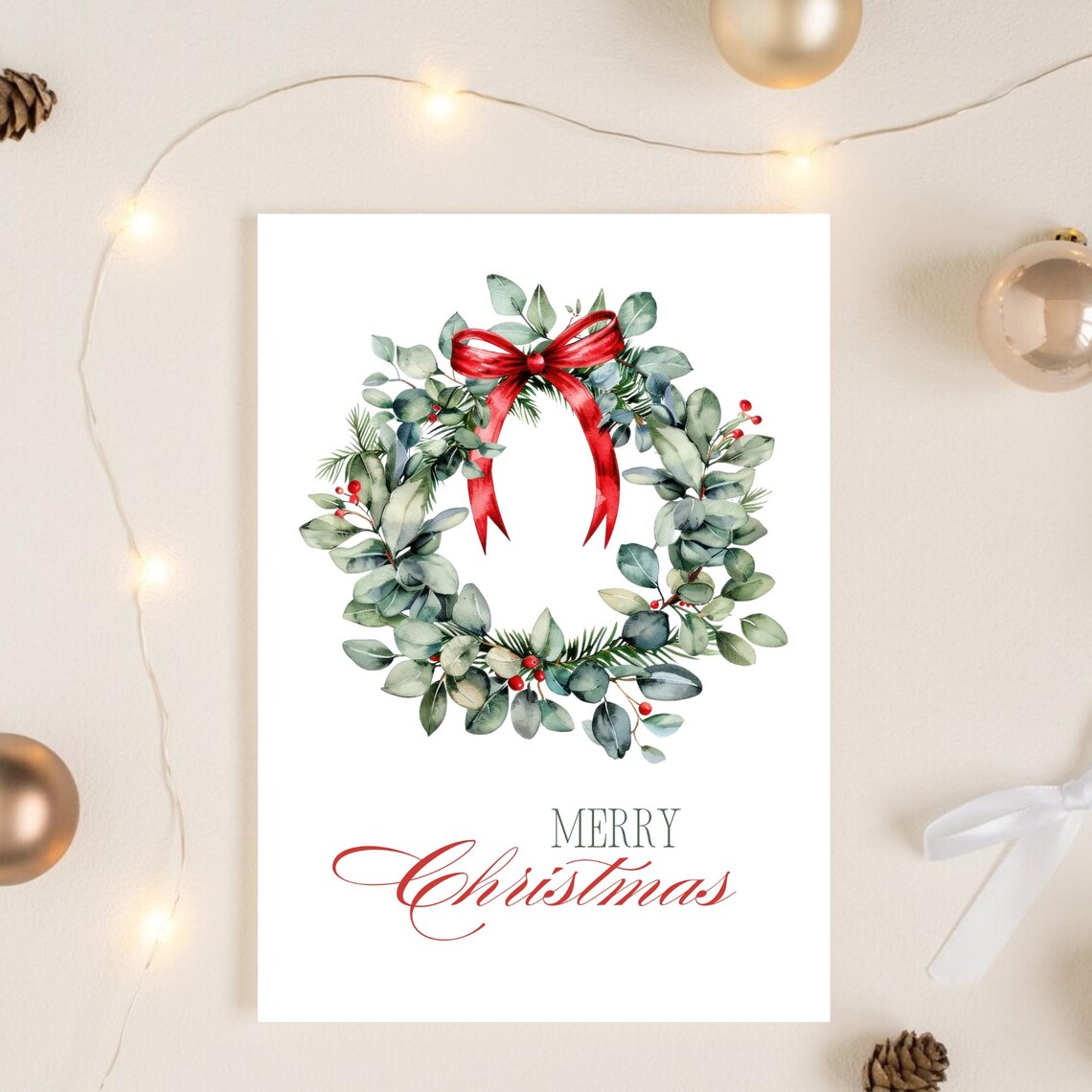 Christmas Wreath Art Print, Winter Botanical Holiday Decor - Image 2