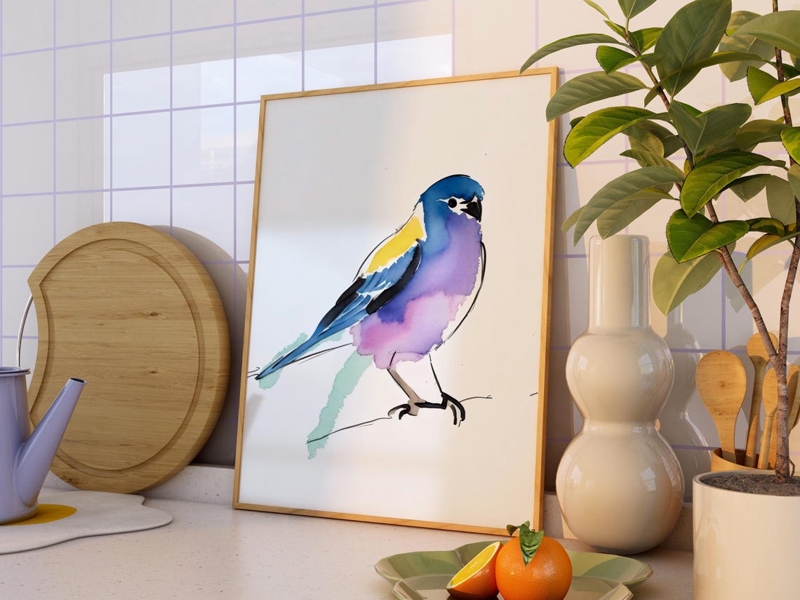 Small Parrot Watercolor Sketch, Nursery Decor - Image 3