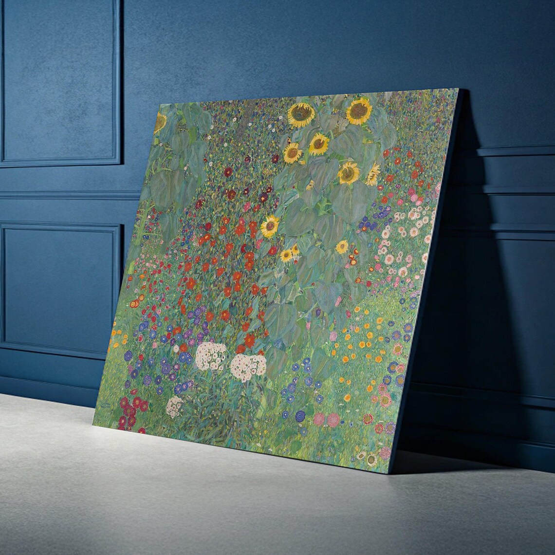 Klimt Farm Garden with Sunflowers Floral Oil Painting Poster