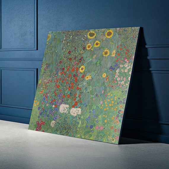 Klimt Farm Garden with Sunflowers Floral Oil Painting Poster