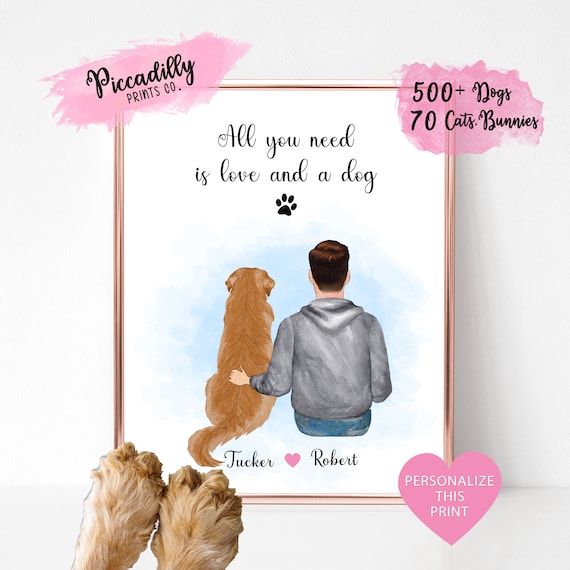 All You Need Is Love and a Dog Personalized Owner Portrait Poster