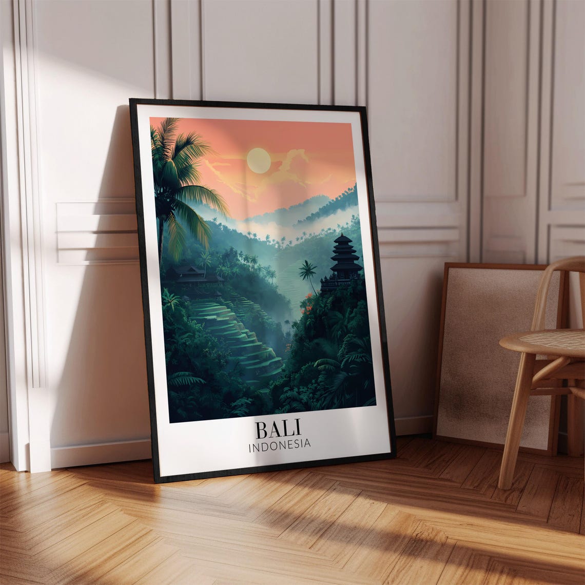 Bali Sunrise Over Misty Rice Terraces Jungle Temple Indonesia Poster - Image 4