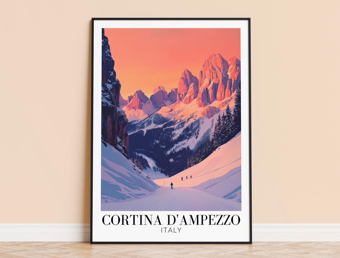 Cortina DAmpezzo Italy Glowing Dolomite Peaks at Sunset Poster