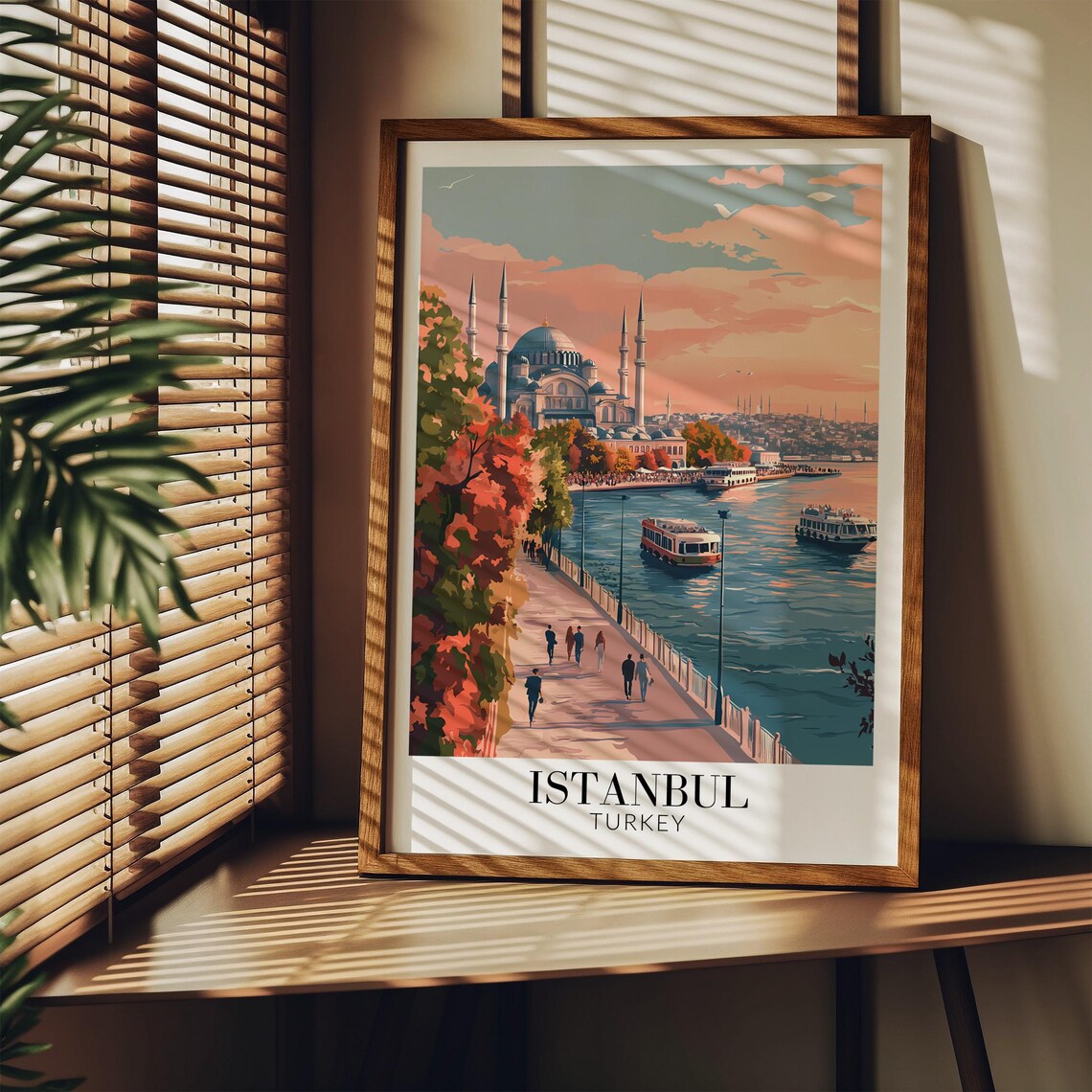 Istanbul Turkey Waterfront Promenade at Sunset Travel Poster - Image 3