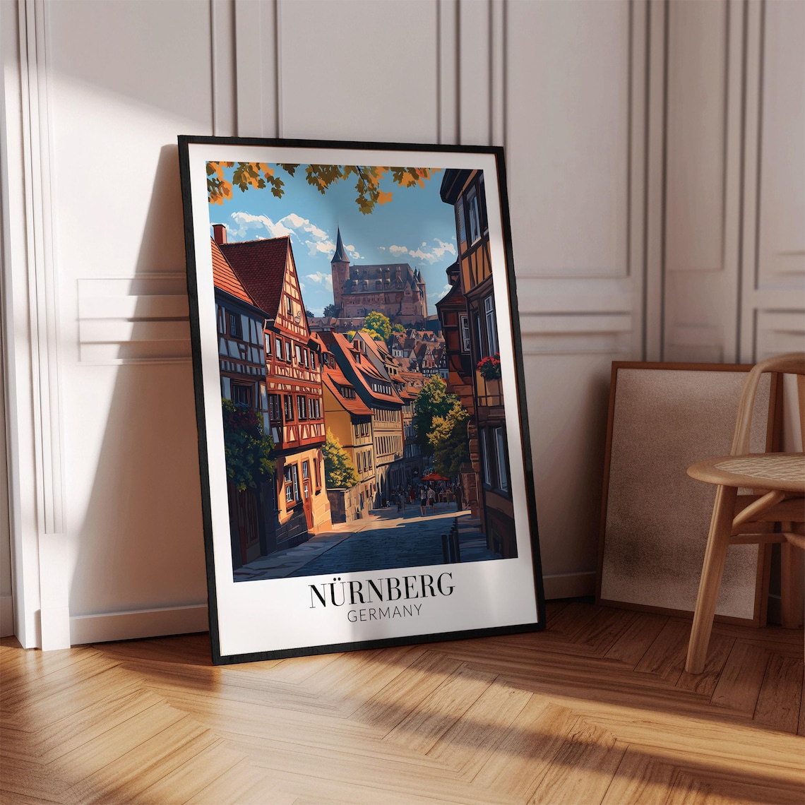 Nuremberg Castle Cobblestone Old Town Street Bavaria Germany Poster - Image 2