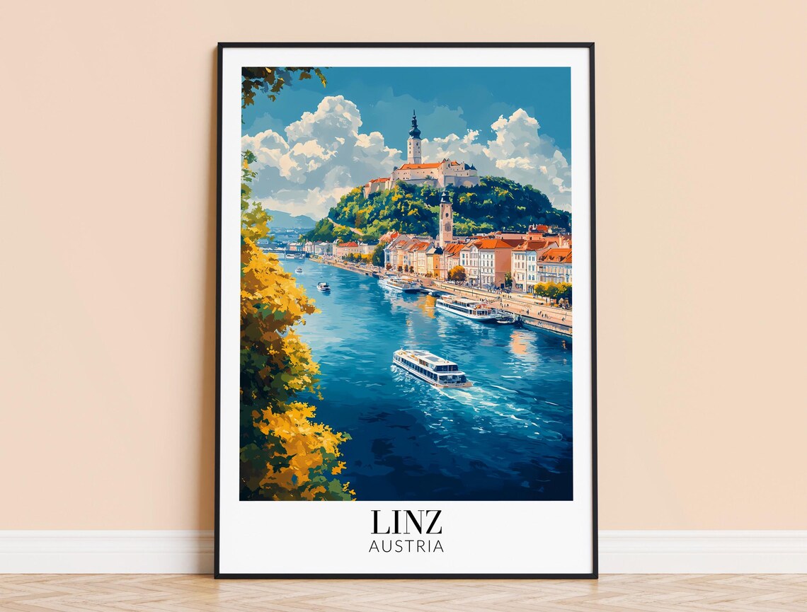 Linz Austria Travel Poster, Home Decor Art