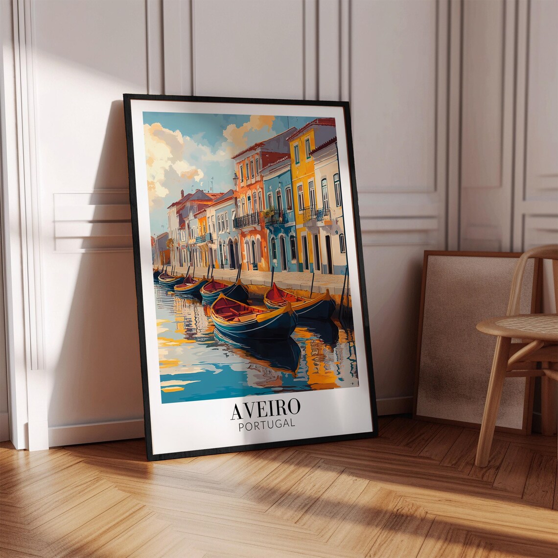 Aveiro Portugal Traditional Moliceiro Boats Canal Houses Poster - Image 4