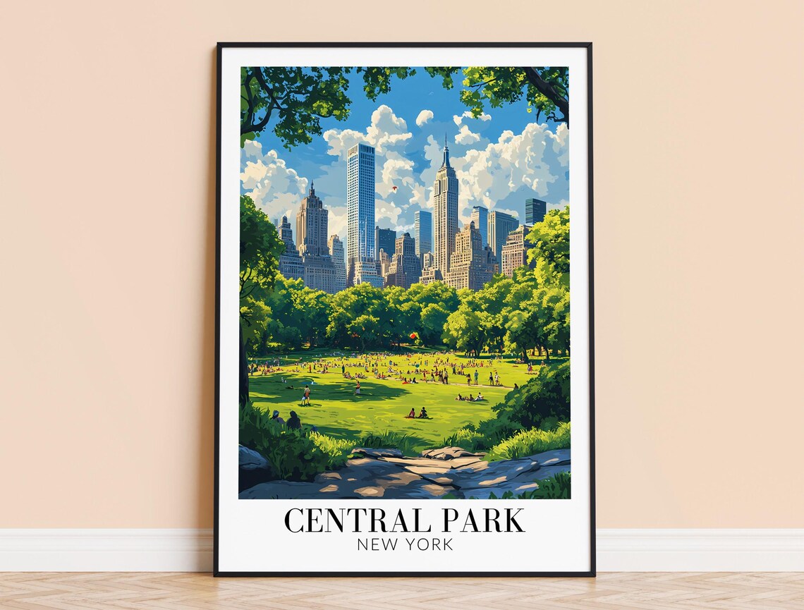 Central Park New York Travel Poster, Wall Art Print