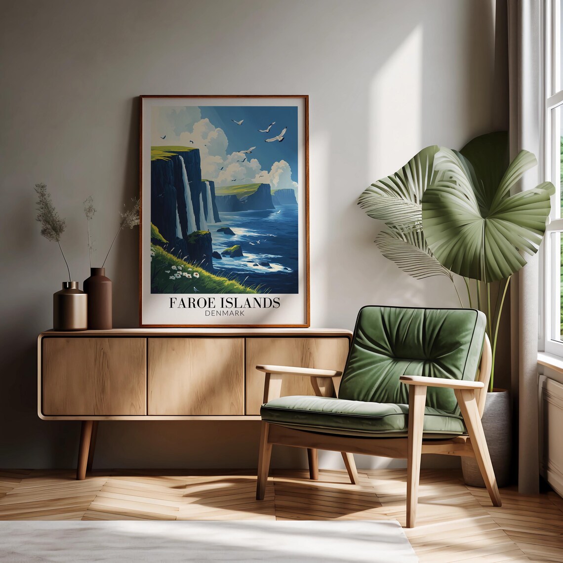 Faroe Islands Denmark Sea Cliffs Waterfalls Seabirds Travel Poster - Image 4