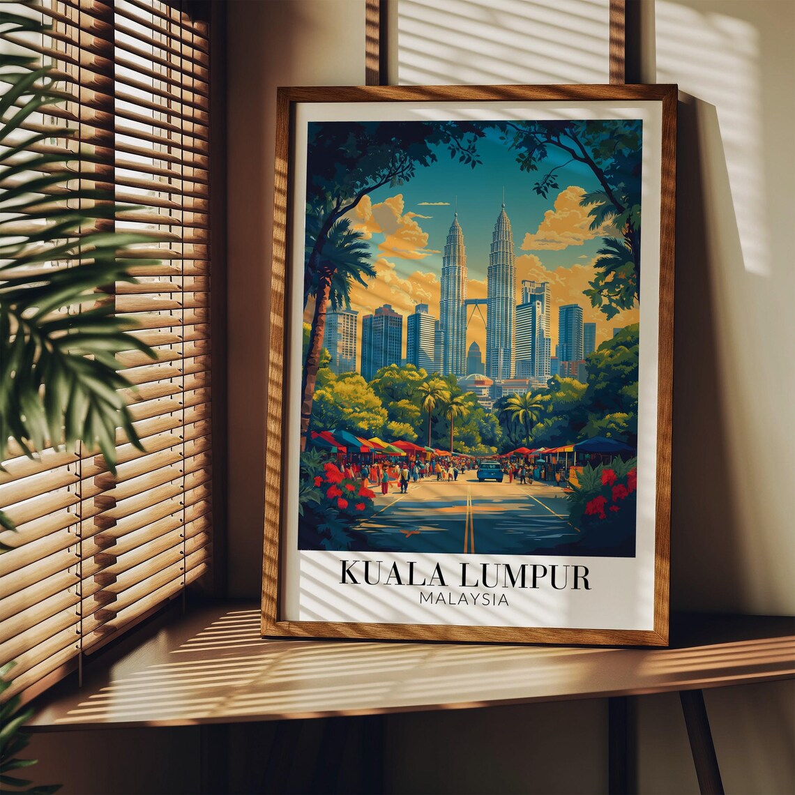 Kuala Lumpur Petronas Towers Above Vibrant Street Market Poster - Image 3