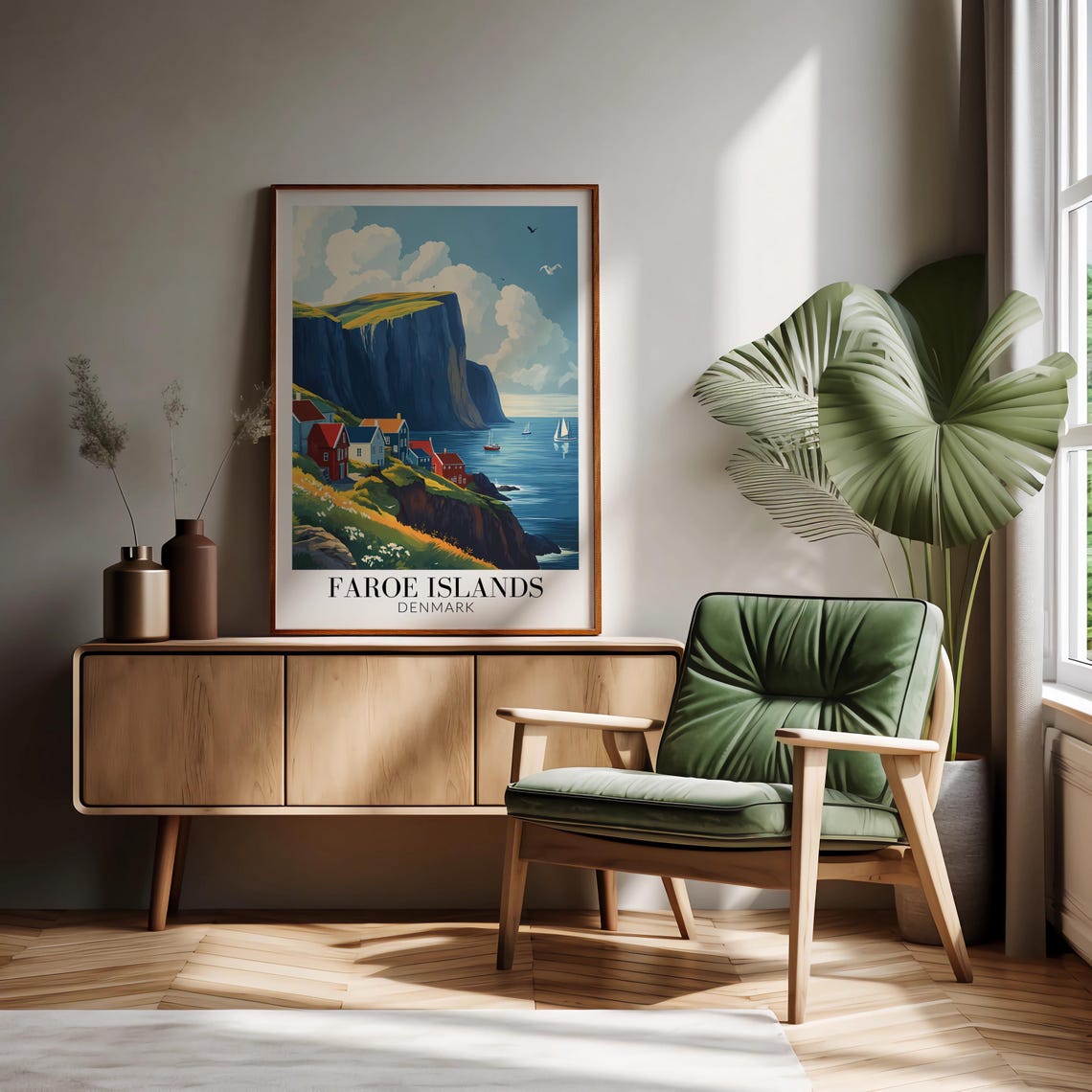 Faroe Islands Denmark Cliffside Village Coastal Scene Travel Poster - Image 4